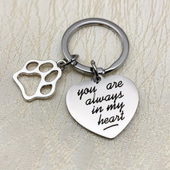 Pet Memorial Stainless Steel Engraved Keychain, Always In My Heart