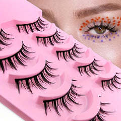 5 Pairs Manga Lashes 14mm Natural Look Individual Clusters Like Lashes Anime