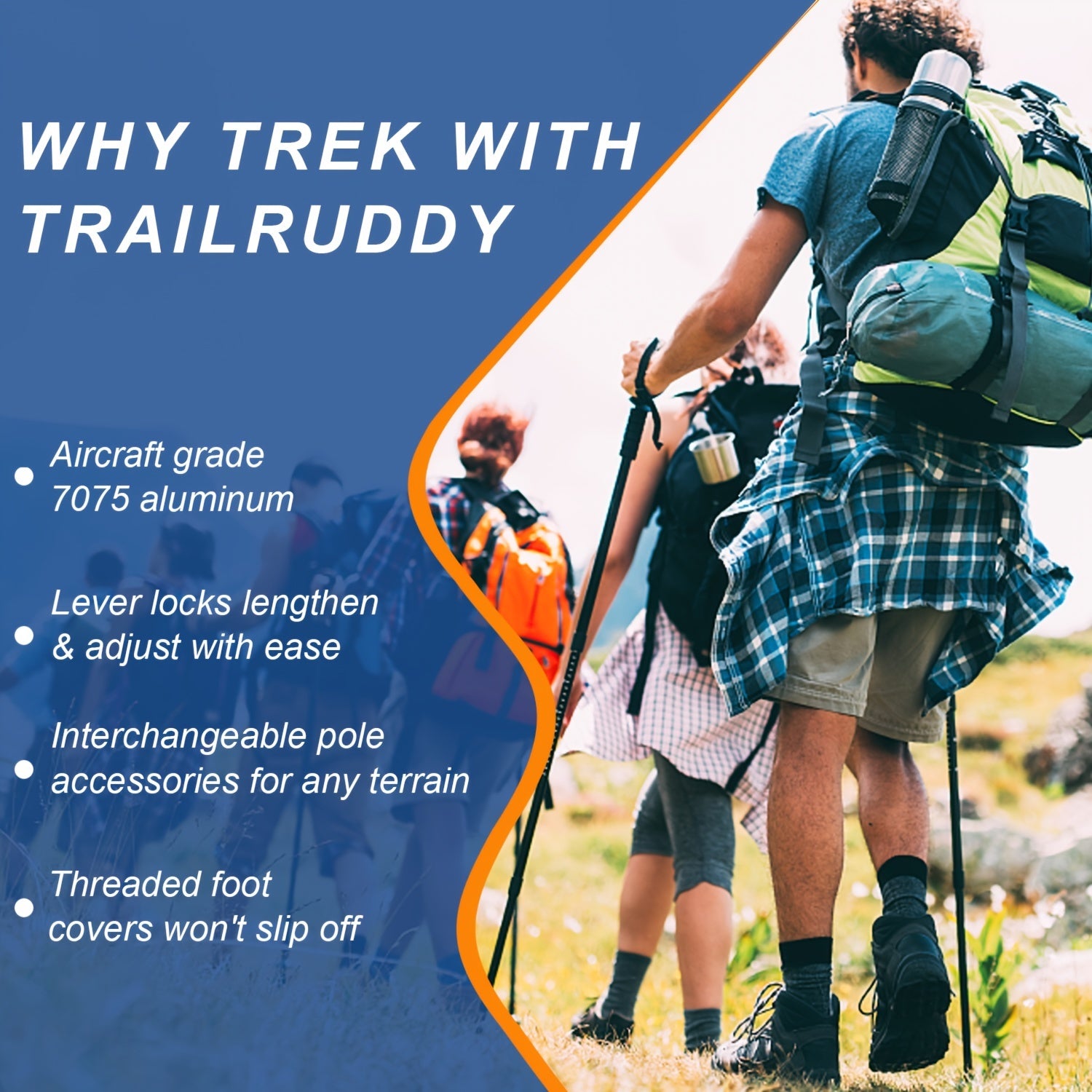 2pcs Aluminum Trekking Poles for Outdoor Activities