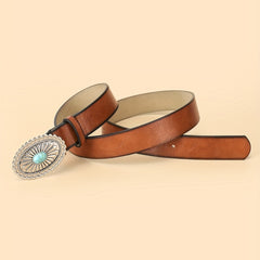  Western Turquoise Buckle Belt Vintage PU Dress Girdle