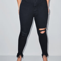  High Waist Skinny Jeans Ripped Stretch