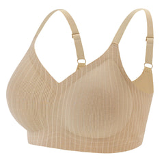 Women's Push Up Bra Striped Side Comfortable Solid Soft Bra Lingerie