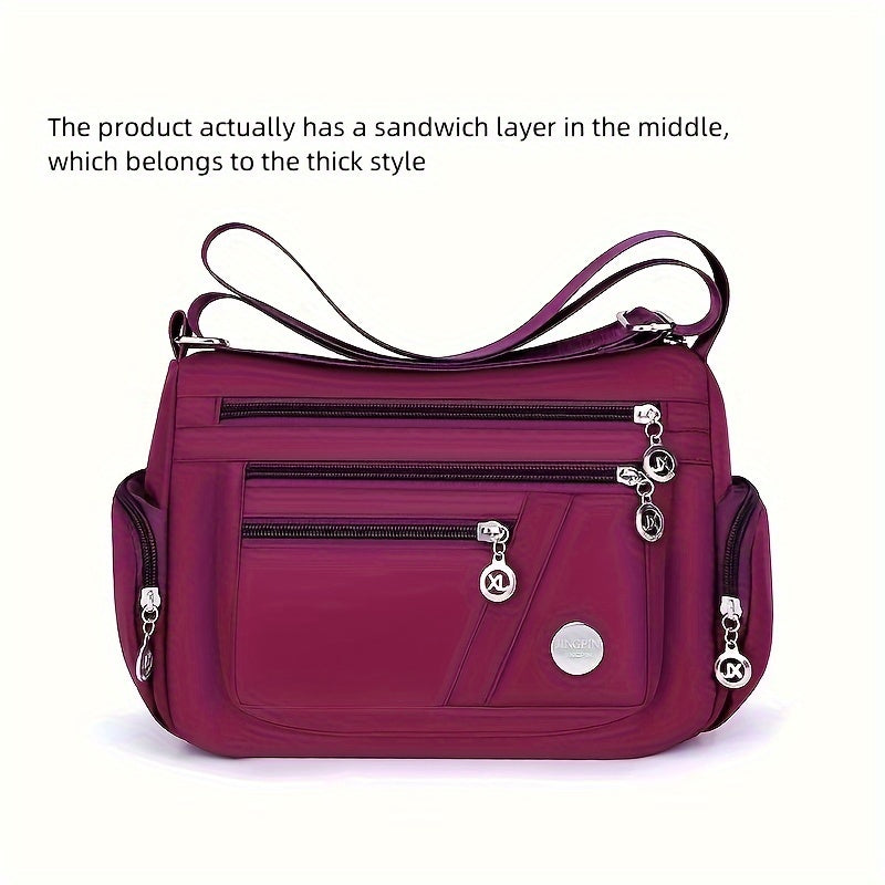 Casual Nylon Crossbody Bag Zipper Purse Shoulder Bag for Women