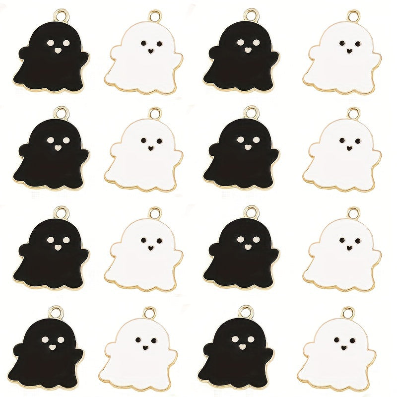 10pcs Cartoon Ghost Charms Alloy Drip Oil Pendant for DIY Jewelry