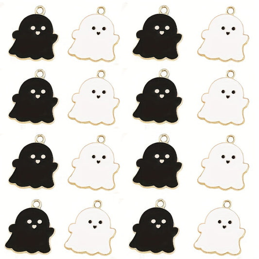 10pcs Cartoon Ghost Charms Alloy Drip Oil Pendant for DIY Jewelry