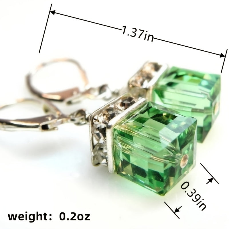 Zircon Stone Hoop Drop Earrings 925 Silver Plated Women Gift
