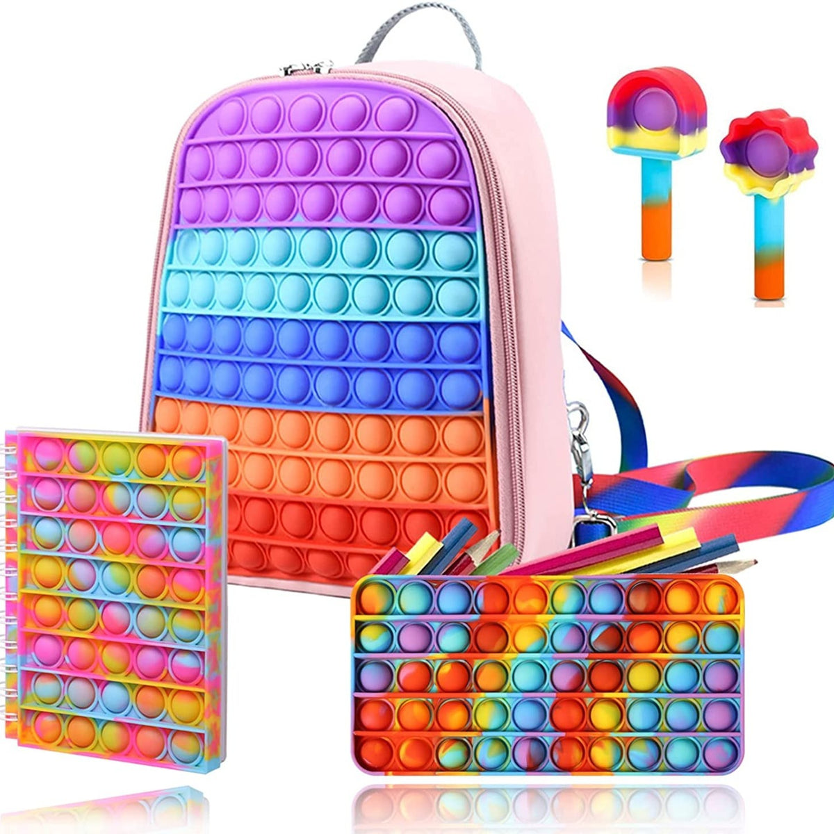 Colorful Pop Bubble Fidget Toy Backpack - Stress Relief