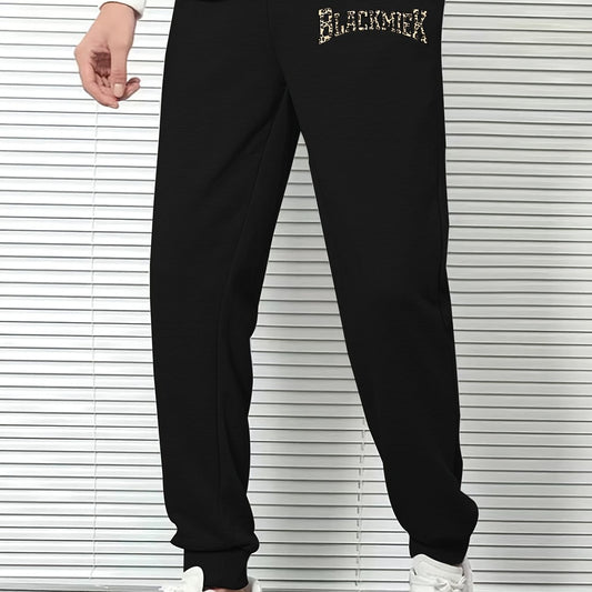 Leopard Letter Pattern Sweatpants Men s Casual Stylish Drawstring Jogger Pants