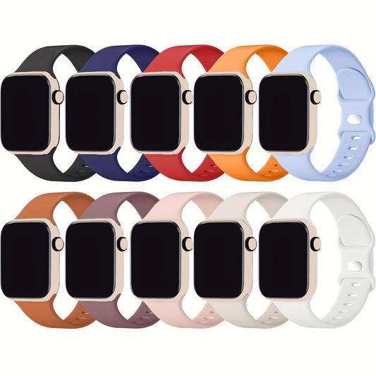 10pcs Silicone Sports Bands for iWatch Series 1-9 & SE Assorted Colors