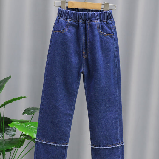 Girls Stitching Casual Style Jeans