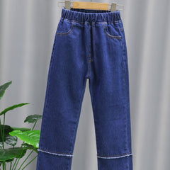 Girls Stitching Casual Style Jeans