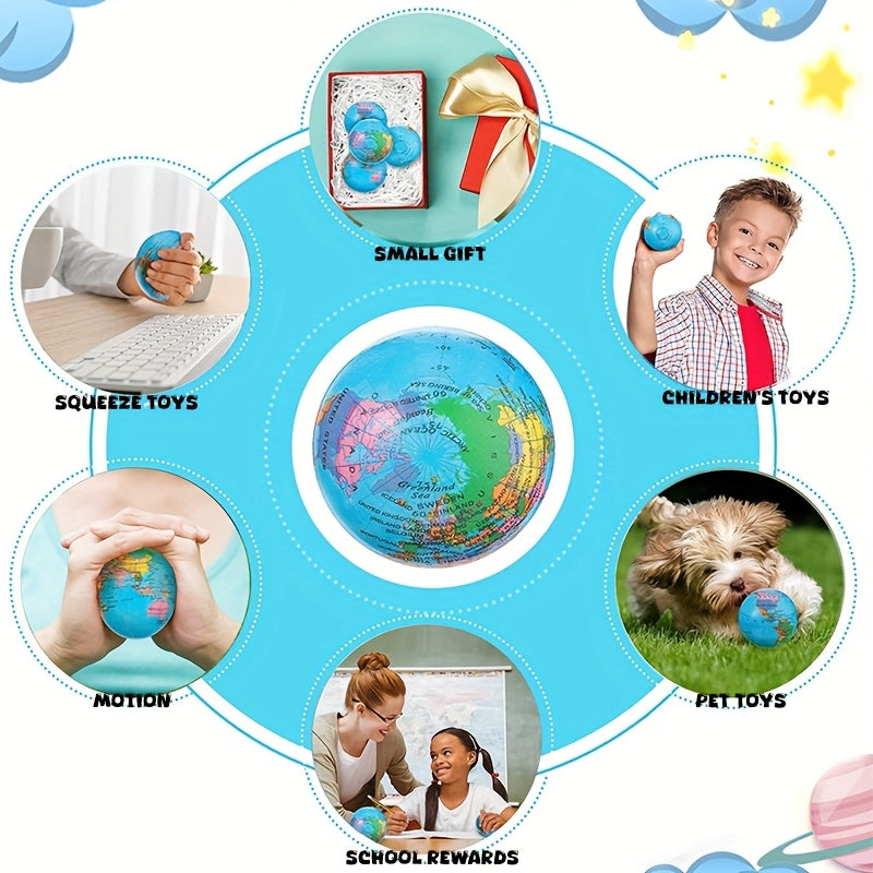 ROYLANZ 12pcs World Map Squeeze Balls Foam Finger Exercise Toys for Kids