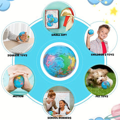 ROYLANZ 12pcs World Map Squeeze Balls Foam Finger Exercise Toys for Kids