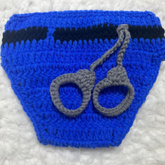 Newborn Policeman Hat & Shorts Set for Photoshoot