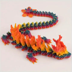 Articulated 3D Printed Dragon Statue Gradient Relief Style Dynamic Decor