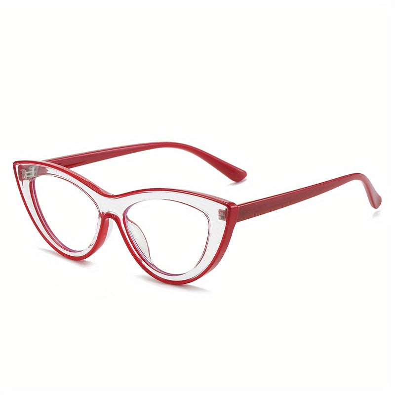 Y2K Jelly Cat Eye Glasses TR90 Clear Lens with PU Leather Case