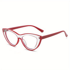 Y2K Jelly Cat Eye Glasses TR90 Clear Lens with PU Leather Case