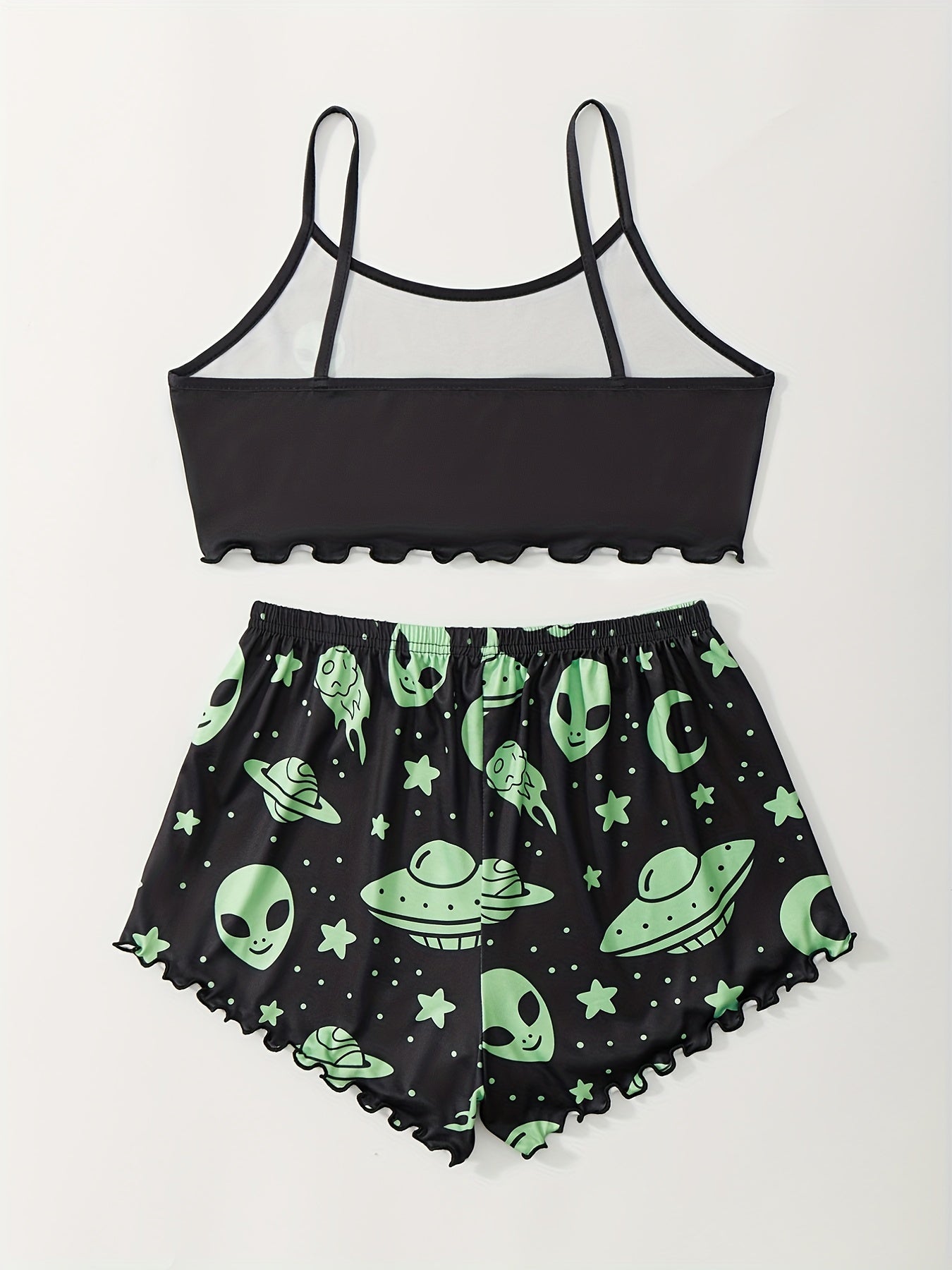 Women's Plus Alien Print Cami Top & Shorts Pajama Set