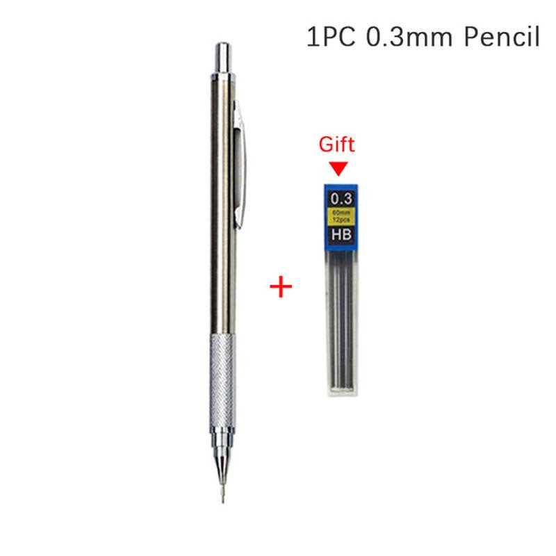 0.3mm Mechanical Pencil Set Full Metal Art Drawing Painting Office School