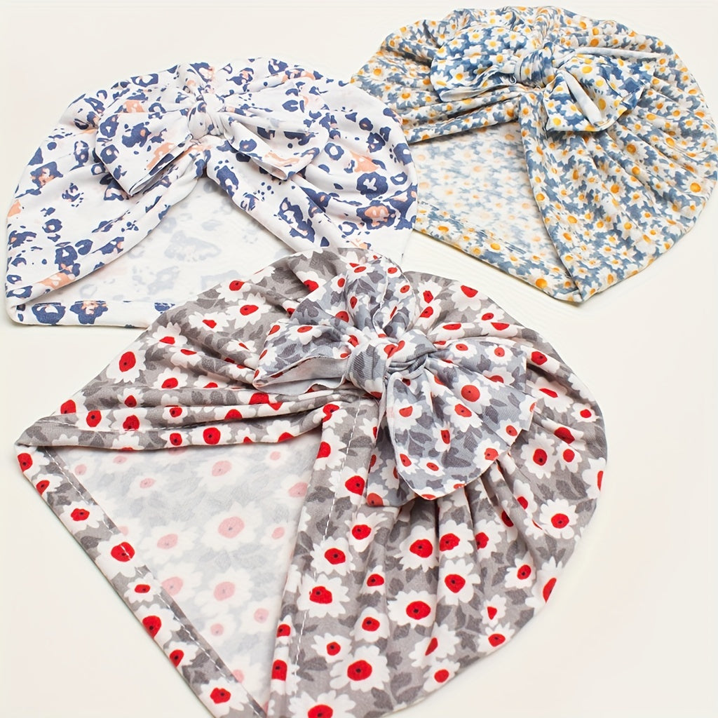 Autumn Printed Bow Baby Hat 0-3 Years Old