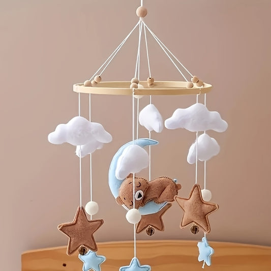 Baby Crib Cloth Mobile Coffee Bear Stars Moon Shapes Ringtone