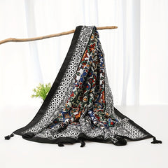Ethnic Style Cotton and Linen Travel Scarf - Sunscreen Silk Shawl
