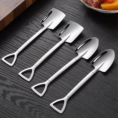 4pcs Stainless Steel Dessert Fruit Tea Coffee Mixing Jam Ice Cream Salad Spoon