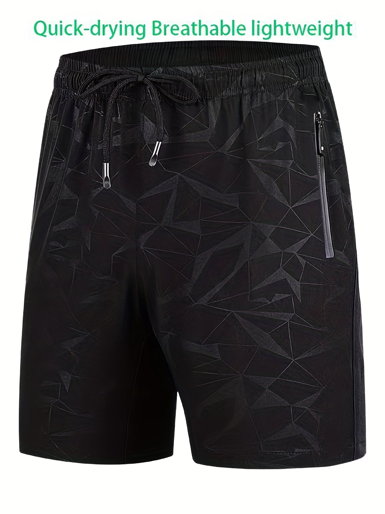 Men's Quick Dry Shorts with Zipper Pockets, Summer Drawstring