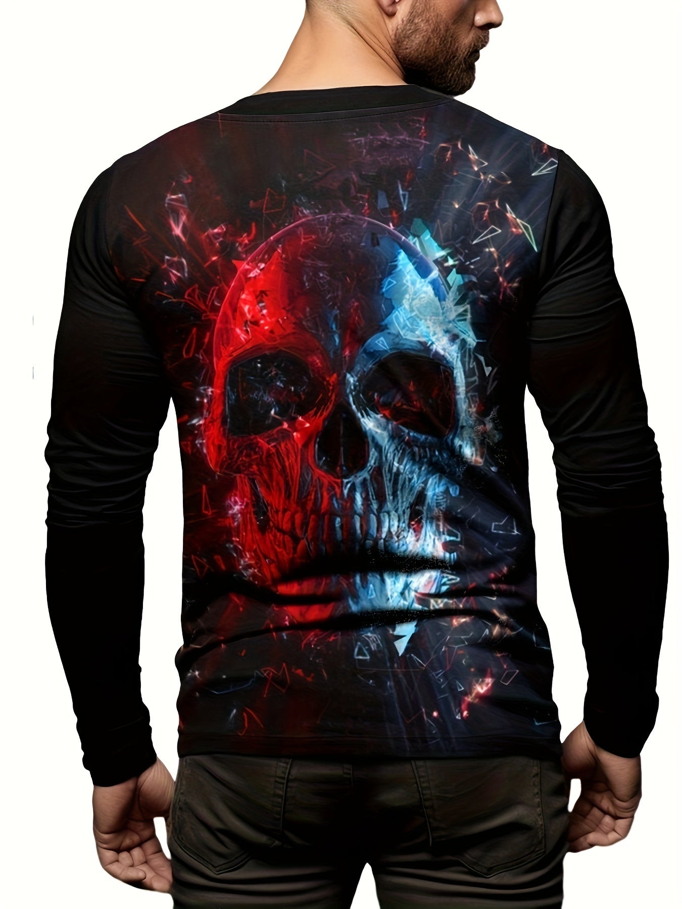 Skull 3d Print Men's Long Sleeve T-shirt For Autumn
