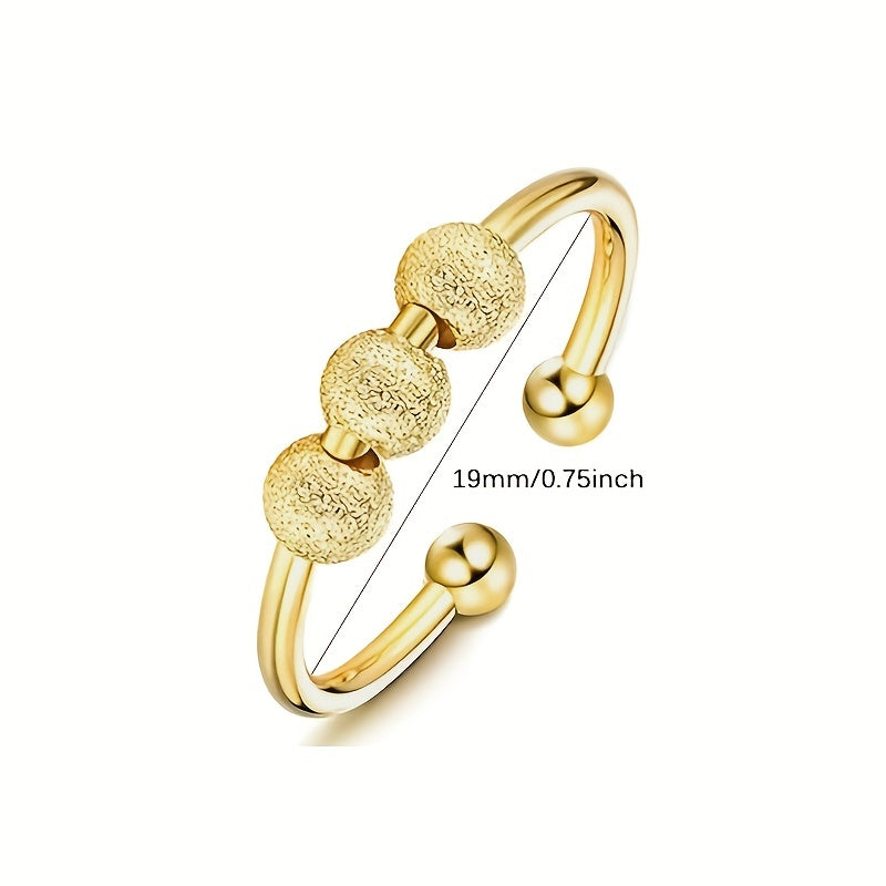 Rotatable Three Bead Fingertip Ring for Stress Relief