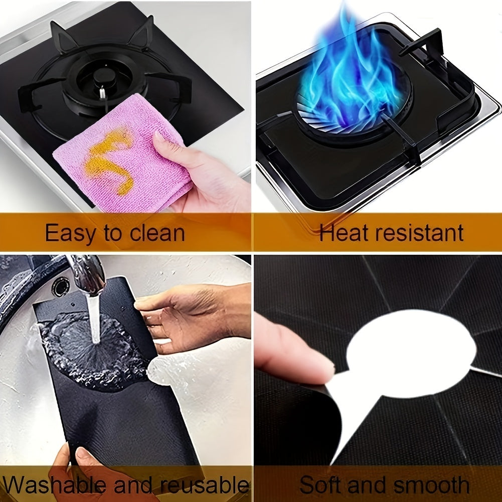 4pcs Gas Cooker Mat 0.2mm High Temp Stable Safe Non-toxic for Kitchen RV Outdoor