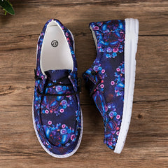 Women's Butterfly & Floral Print Flats Slip On Canvas Shoes Lightweight