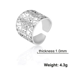Cooltime Retro Hollow Square Rattan Pattern Stainless Steel Men's Ring