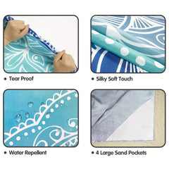Oversized Waterproof Beach Mat 4-6 Adults Lightweight Picnic Blanket
