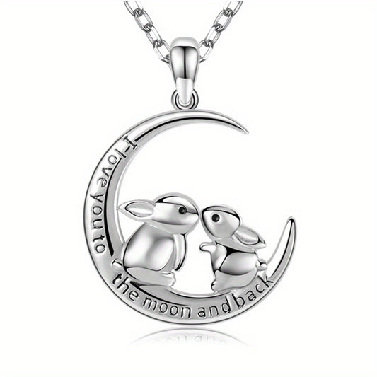 Bunny Necklace Double Rabbit Pendant Unique Gift for Women & Girls