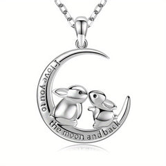 Bunny Necklace Double Rabbit Pendant Unique Gift for Women & Girls