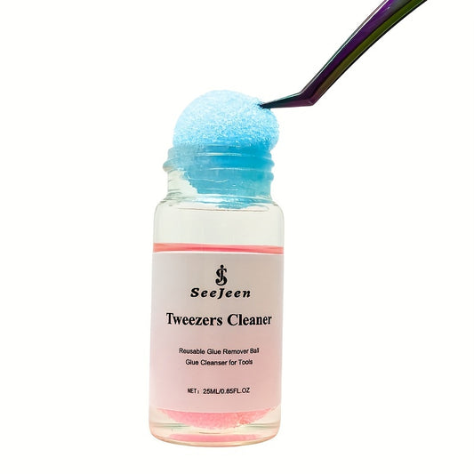 Jeen Eyelash Extension Tweezers Set with Cleaning Tool & Liquid Remover