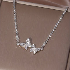 Rhinestone Butterfly Claw Chain Necklace