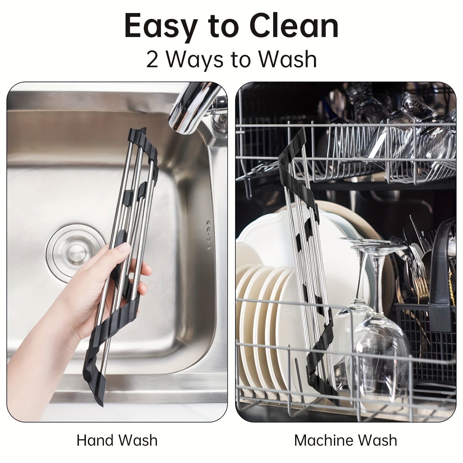 Triangle Roll Up Dish Drying Rack Stainless Steel