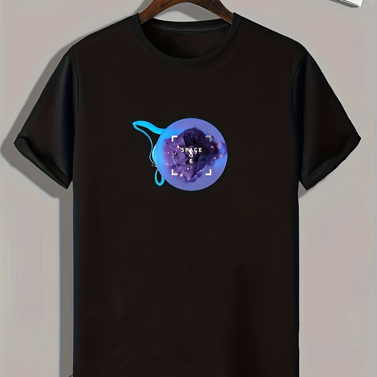 Space Age Print Men's Comfy T shirt Active Slightly Stretch Tee