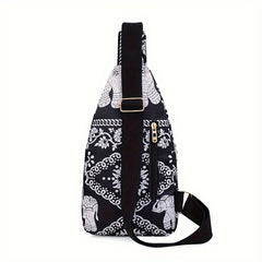 Elephant Print Casual Lightweight Crossbody Shoulder Chest Bag