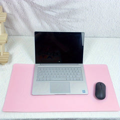 Pink Navy Gray Faux Leather Mouse Pad Set