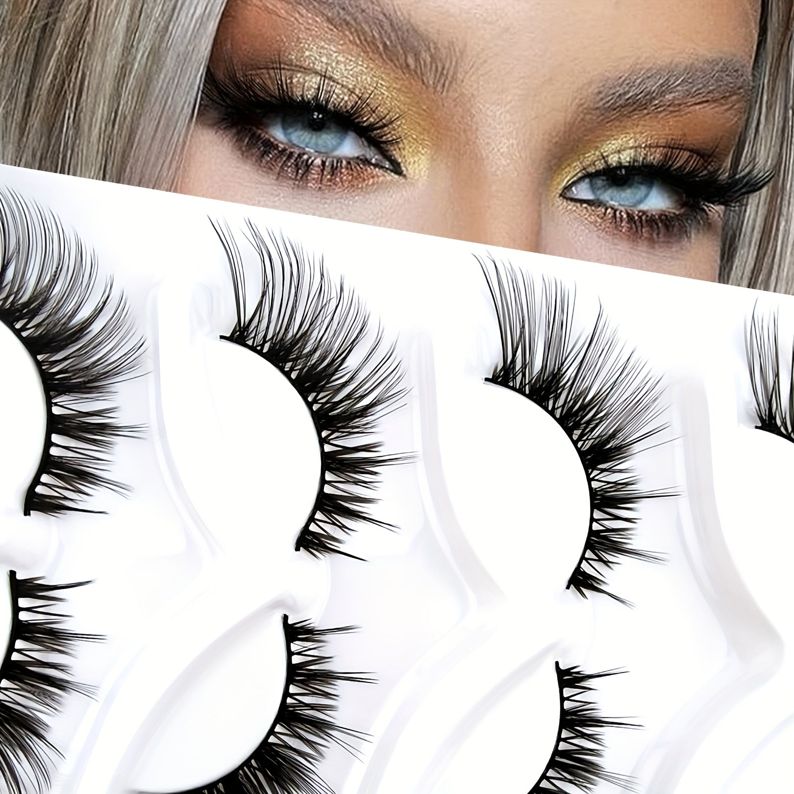 5 Pairs Cat Eye Lashes Lengthening Sexy Curling Fluffy Faux Mink False Eyelashes