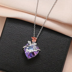 Heart Shaped Crystal Necklace Mother's Pendant Necklace