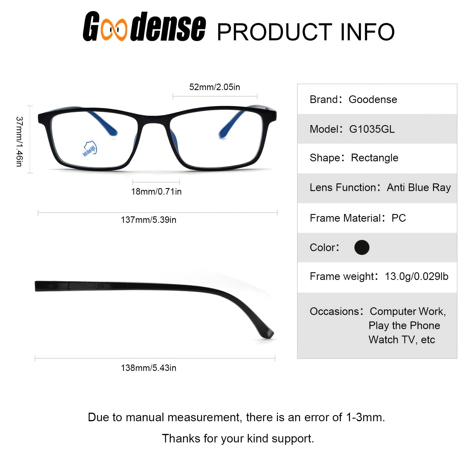 Square Frame Anti Light Glasses For Men Eyeglasses Reading Glasses