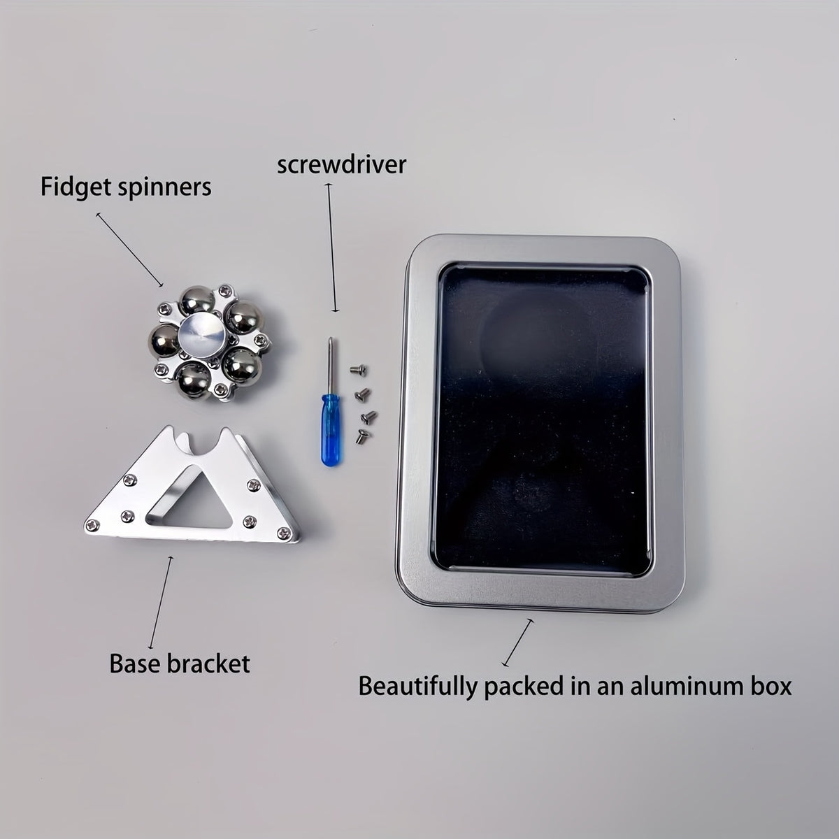 Stainless Steel Finger Spinner with Base Stand