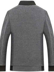 Men's Woolen Coat Casual Long Sleeve Cotton Thickened Jacket