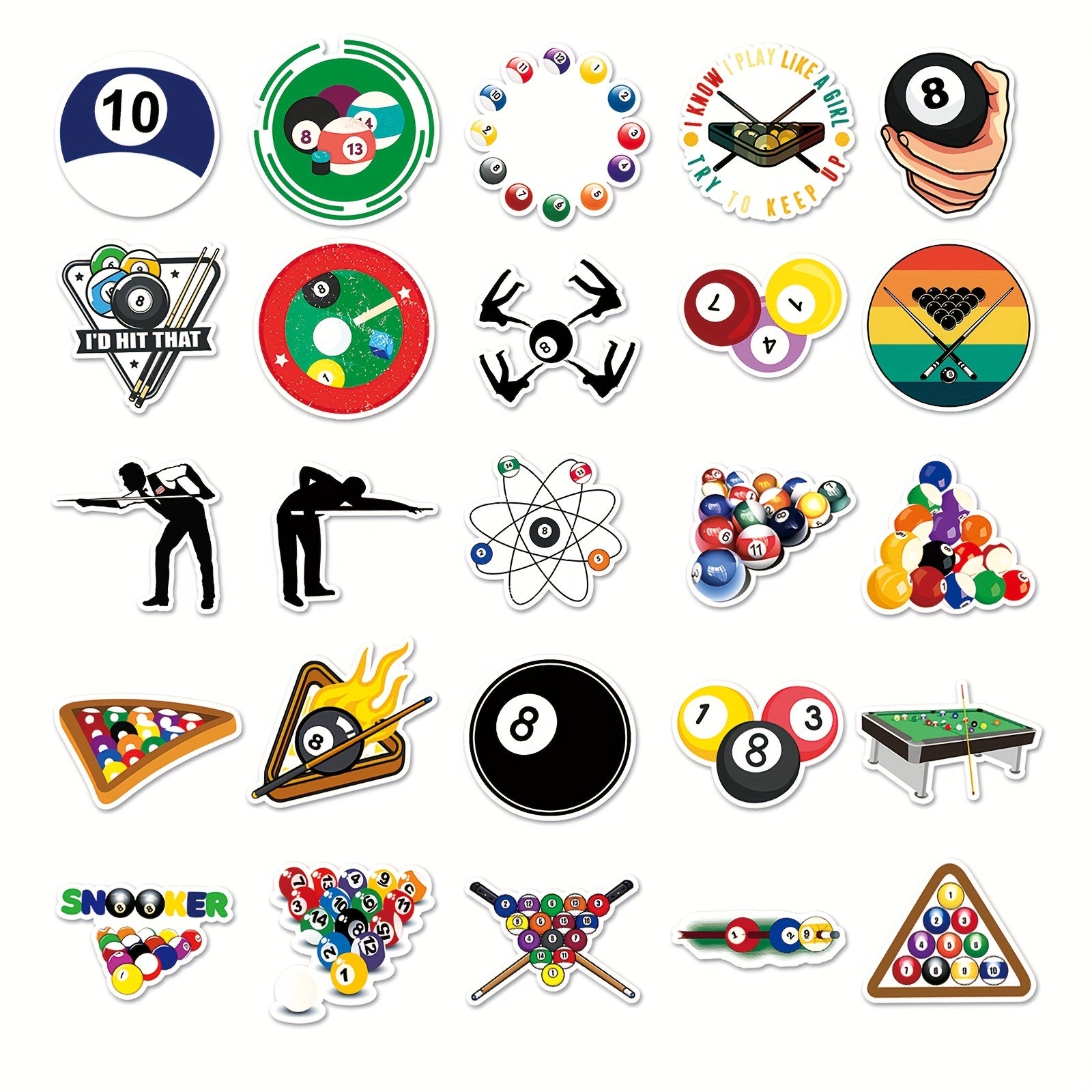 50pcs Billiards Graffiti Stickers Waterproof DIY Phone Case Luggage