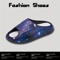 Men's Star Print Non Slip Platform Slides Soft Sole Cloud Slides
