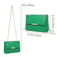 Argyle Quilted Shoulder Bag Chain Crossbody Bag Small Flap Square Purse